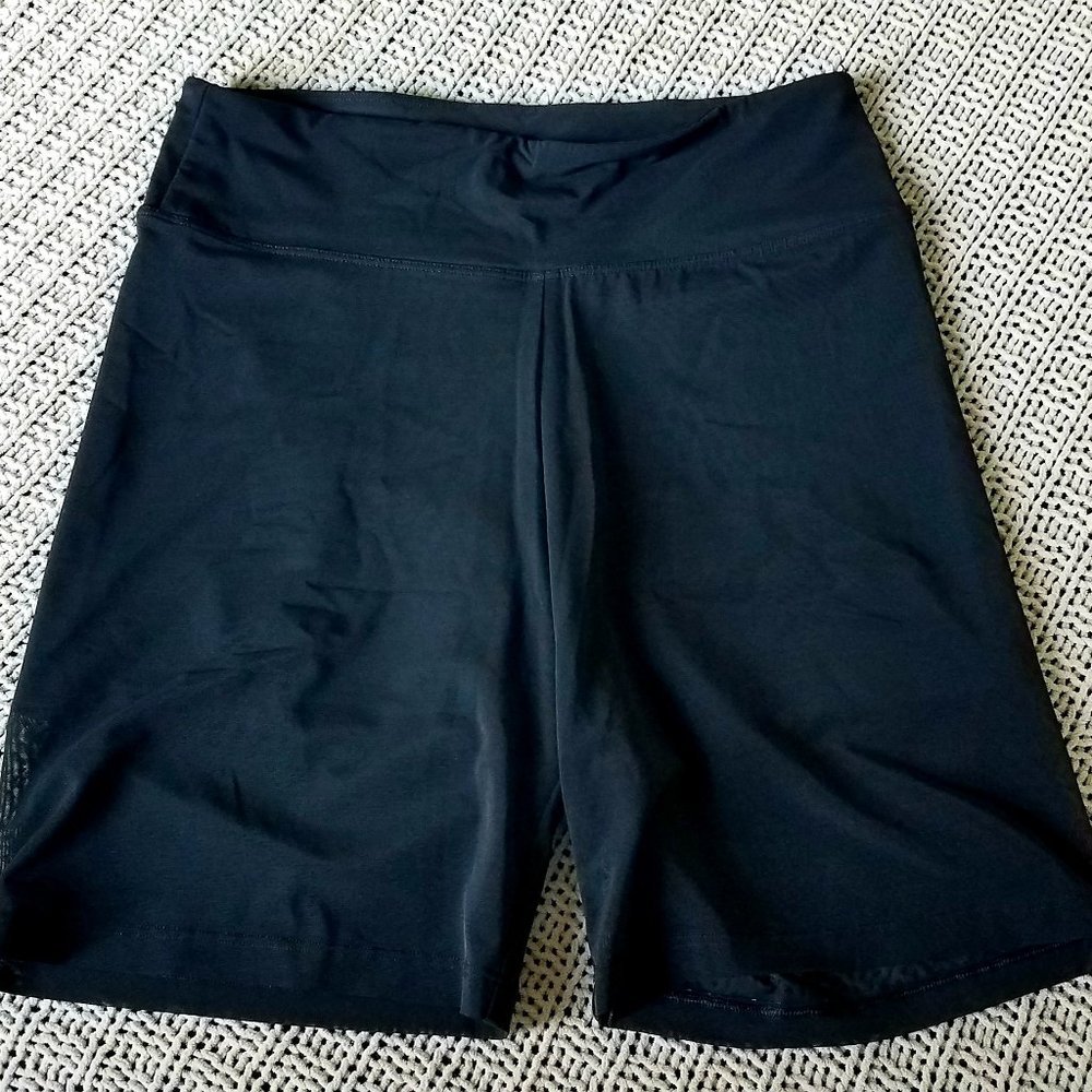 Victoria's Secret Sports High Waist Black Mesh Layered Spandex Shorts Medium